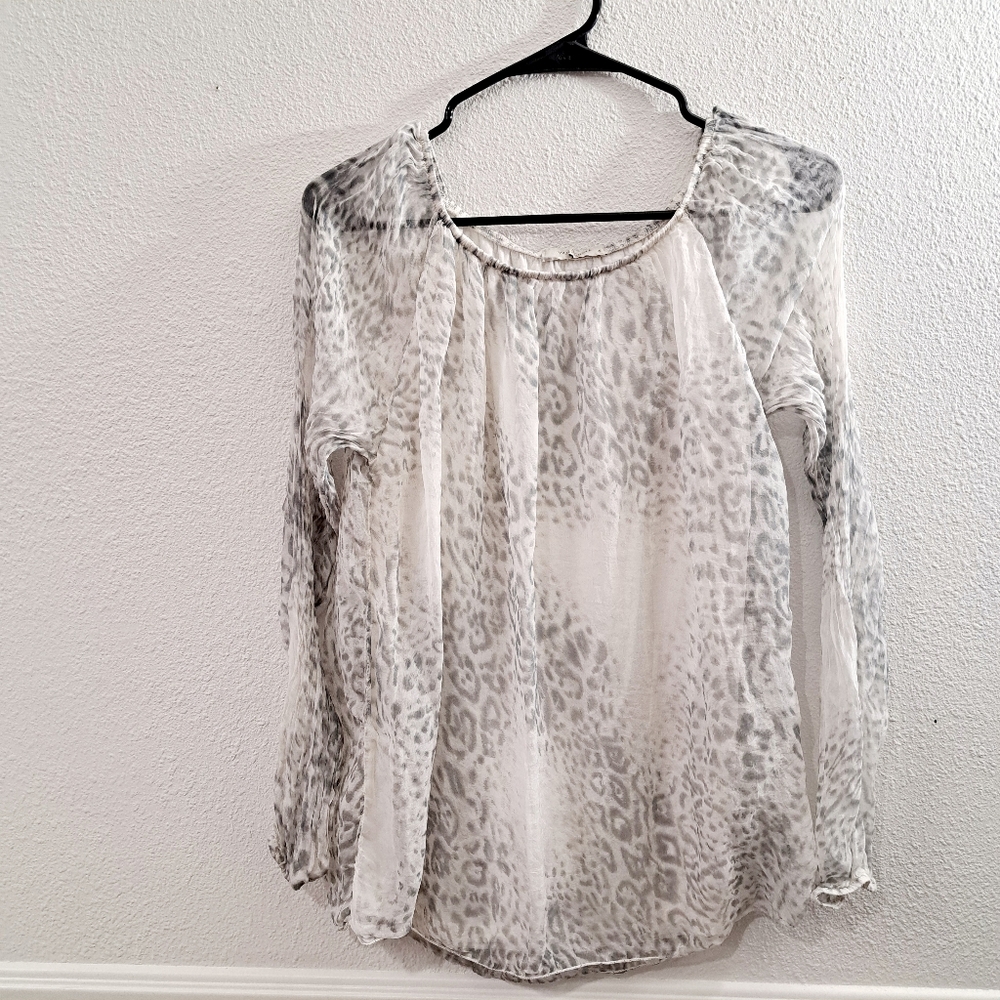 Viola Borghi 100% Silk Animal Print Long Sleeve Blouse Women’s Size Small